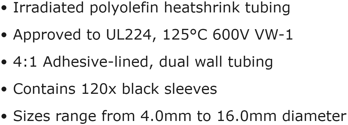 קיט שרוולי בידוד מתכווץ שקופים PRO POWER HSKIT4-11 DUAL WALL TEXT